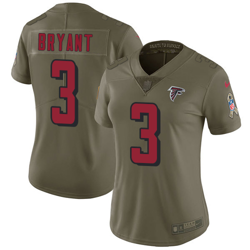 Nike Falcons #3 Matt Bryant Olive Women's Stitched NFL Limited Salute to Service Jersey